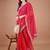 Red bandhani printed zari embroidered border bandhani saree with blouse piece