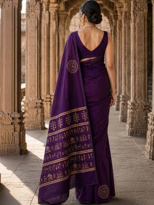 Purple woven design silk blend designer banarasi saree 3