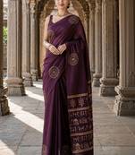 Purple warli silk blend designer banarasi saree