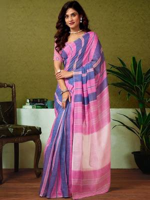 Multicolor striped pure cotton saree 1