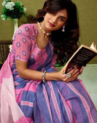 Multicolor striped pure cotton saree 2