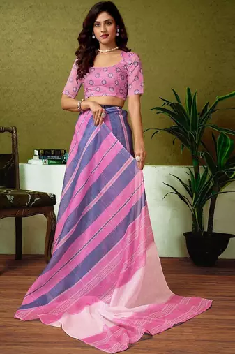 Multicolor striped pure cotton saree