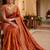 Orange woven design embroidered satin fusion saree