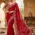 Red floral zari satin fusion saree