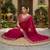 Magenta woven design zari satin fusion saree