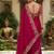 Magenta woven design zari satin fusion saree