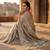 Grey paisley embroidered satin fusion saree