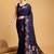 Navy blue soft silk saree with unstitched blouse piece