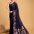 Navy blue soft silk saree with unstitched blouse piece