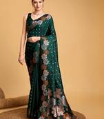 Green ethnic motif woven design zari banarasi saree