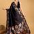 Black women  saree with unstitched blouse piece