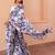 Blue floral printed saree with unstitched blouse piece