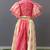 Beige Coral Printed Organza Lehenga Set