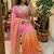 Multicolor woven design satin fusion saree