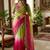 Multicolor woven design satin fusion saree