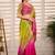 Multicolor woven design satin fusion saree