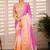 Multicolor woven design satin fusion saree