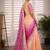 Multicolor woven design satin fusion saree