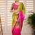 Multicolor woven design satin fusion saree