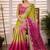 Multicolor woven design satin fusion saree