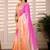 Multicolor woven design satin fusion saree
