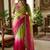 Multicolor woven design satin fusion saree
