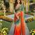 Multicolor woven design satin fusion saree