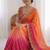 Multicolor woven design satin fusion saree