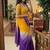 Multicolor woven design satin fusion saree