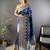 Navy blue embellished zari silk blend designer banarasi saree