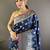 Navy blue embellished zari silk blend designer banarasi saree
