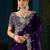 Purple embroidered silk blend heavy work saree