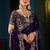 Purple embroidered silk blend heavy work saree
