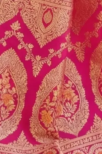 Orange woven design zari silk blend designer banarasi saree