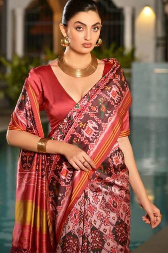 Red art silk patola saree