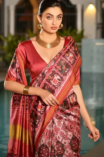 Red art silk patola saree