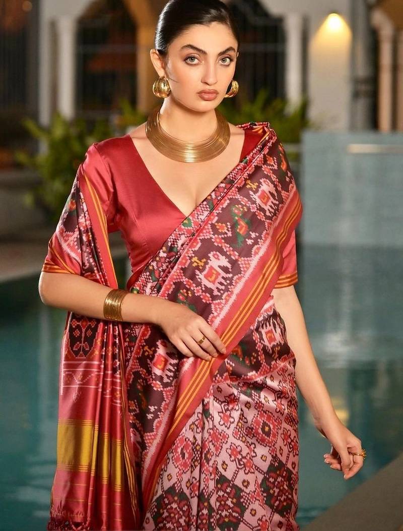 Red art silk patola saree