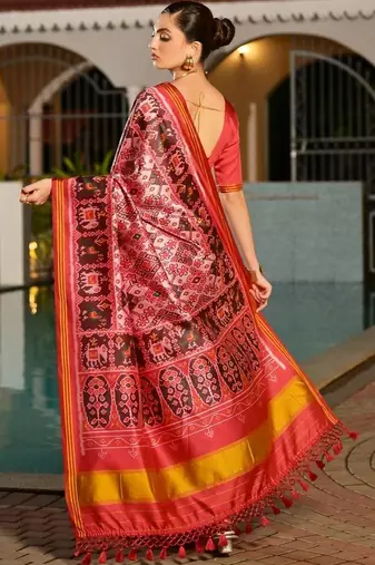 Red art silk patola saree