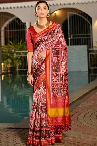 Red art silk patola saree