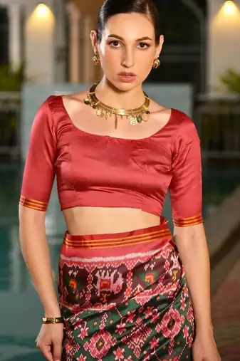 Red zari art silk patola saree