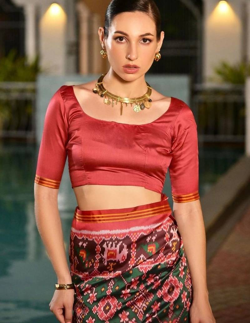 Red zari art silk patola saree