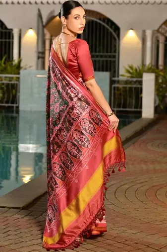 Red zari art silk patola saree