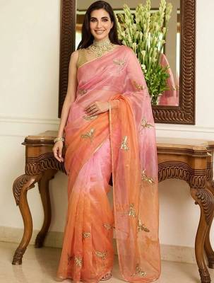 Multicolor embellished embroidered tissue saree 1