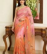 Multicolor embellished embroidered tissue saree