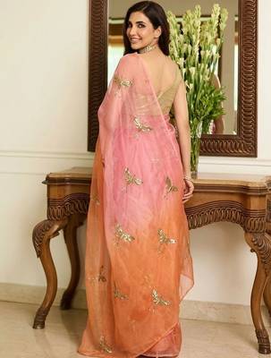 Multicolor embellished embroidered tissue saree 3