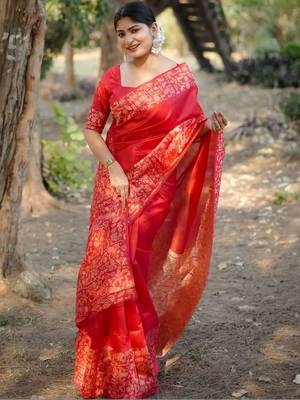 Red warli pure cotton saree 1