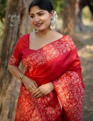 Red warli pure cotton saree 2
