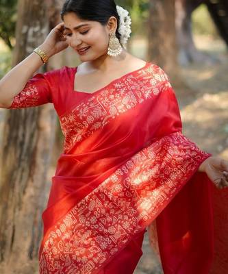 Red warli pure cotton saree 3