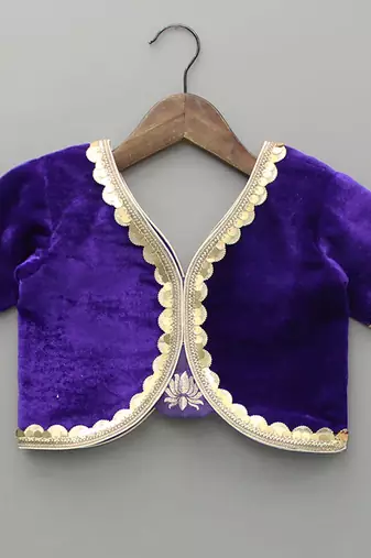 Purple Embroidered Velvet Lehenga Set