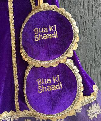 Purple Embroidered Velvet Lehenga Set 5